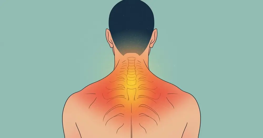 Turjapinge illustratsioon, vaade inimese ülakehale selja poolt õlad ja ülaselja keskosa